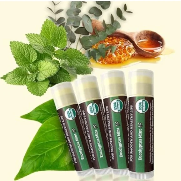 (4 Pack) Organic Best Lip Balm Repair Chapstick For Dry Cracked Lips Mint Flavor - Picture 5 of 7